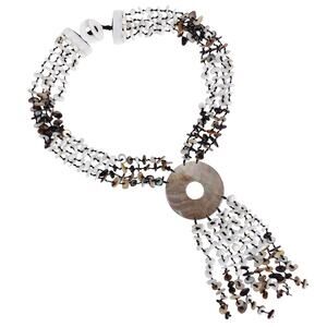 Signed Jay King DTR Shell Abalone / Mother of Pearl Necklace MOP VTG 925 Jewelry